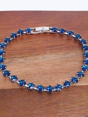 925 Sterling Silver 7" Womens 2ct Blue Sapphire Gemstone Tennis Bracelet Jewelry